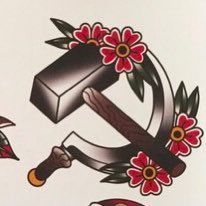 Hammer and Sickle with flowers Anarchist Tattoo, Hammer Tattoo, Belly Tattoos, Hammer And Sickle, Retro Tattoos, Traditional Tattoo Sleeve, Stick N Poke Tattoo, Traditional Tattoo Art, Old Tattoos