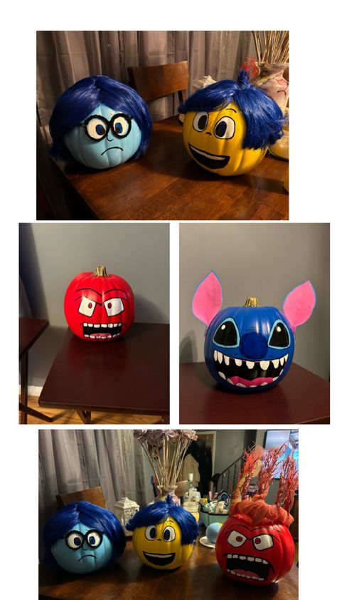 Inside Out & Stitch Halloween Painted Pumpkins, Painted Pumpkins, Pumpkins, Inside Out, Halloween