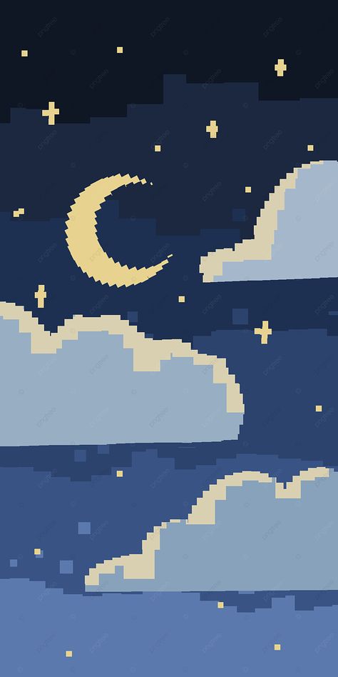 Fondo De Pantalla Móvil Estilo Pixel Nubes Aesthetic, Background Pixel, Pixel Wallpaper, Wallpaper Powerpoint, Family Wallpaper, Wallpaper Night, Moon Background, Mobile Background, Wallpaper Estetika