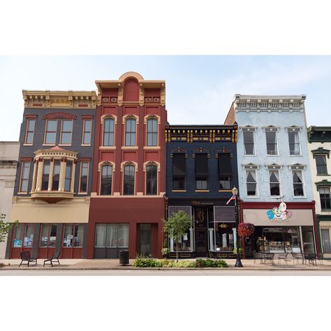 Small Town Architecture, Downtown Architecture, Downtown Design, Fall Town, Law Firm Design, Western Town Buildings, Cross Fire, Old Downtown Buildings, Madison Indiana