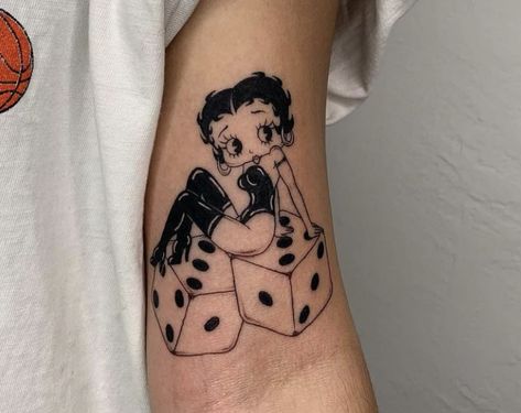 Betty Boop Tattoo, Betty Boop Tattoos, Maching Tattoos, Vegas Tattoo, Cute Tats, Cartoon Character Tattoos, Kawaii Tattoo, Doodle Tattoo, Cute Little Tattoos