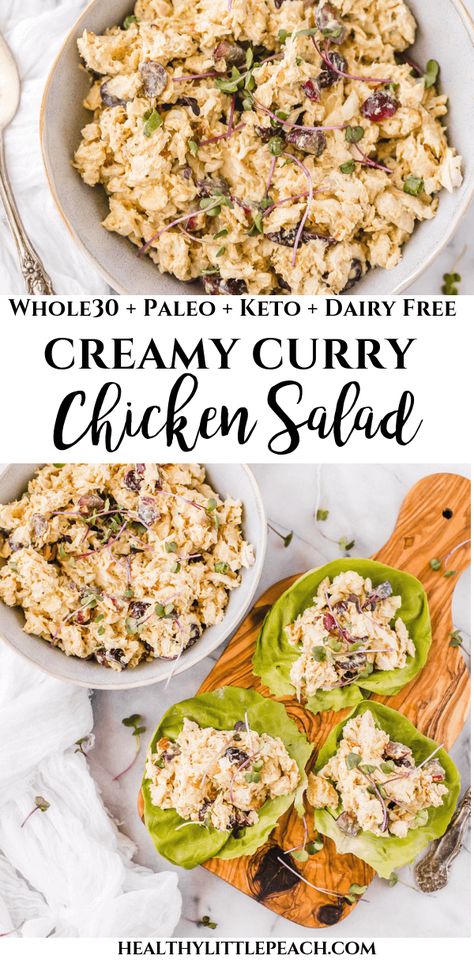 Curry Chicken Salad - Healthy Little Peach Whole30 Curry, Healthy Little Peach, Peach Healthy, Curry Salad, Keto Curry, Curry Chicken Salad, Whole30 Chicken, Chicken Curry Salad, Healthy Chicken Salad