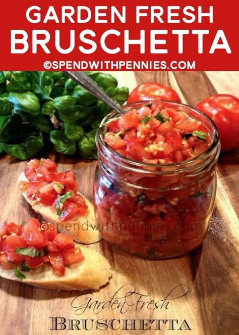 Juliet Tomatoes Recipes, Garlic Baguette, Canned Salsa, Fresh Bruschetta, Tomato Bruschetta Recipe, Easy Bruschetta Recipe, Easy Bruschetta, Cherry Tomato Recipes, Tomato Dishes