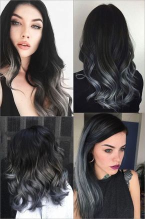 Shine bright like a diamond Charcoal Hair, Grey Ombre Hair, Silver Highlights, Ombre Hair Color, Hair Color Dark, Hair Black, Cool Hair Color, Grunge Hair, Love Hair