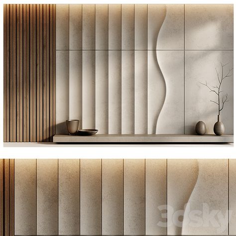 Wall Panels 10 - 3D panel - 3D model Wall Cladding Interior, Wall Cladding Designs, Bed Back Design, 3d Panel, Cladding Design, 3d Modeling Tutorial, Lighting Pendant, 3d Panels, Living Room Design Decor