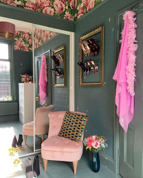 Donna 🌻 Eclectic interiors on Instagram: “It’s been a steady climb; a labour of love, but the DIY dressing room is finished, (except that we are waiting for a blind) The mirrored…” 60s Dressing Room, Eclectic Dressing Room, Diy Dressing Room, Diy Dressing, Eclectic Interior, Small Home, Labour, Dressing Room, Of Love