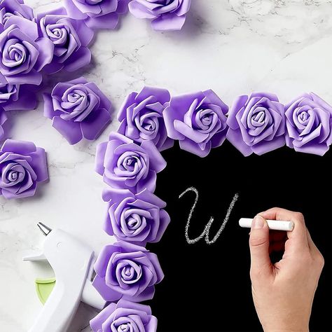 Rose Flower Heads - 100-Pack Artificial Roses, Perfect for Wedding Decorations, Baby Showers, Crafts - Purple, 3 x 1.25 x 3 Inches Christmas Door Hangings, Christmas Dinners, Purple Home Decor, Amethyst Wedding, Wreaths Christmas, Spring Decor Diy, Foam Roses, Diy Wedding Bouquet, Bouquet Arrangements