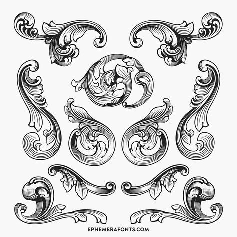 Baroque Tattoo, Engraving Designs, Scroll Engraving, Filigree Tattoo, Jewel Tattoo, Cross Tattoos For Women, Baroque Decor, Engraved Ornaments, Cursive Alphabet