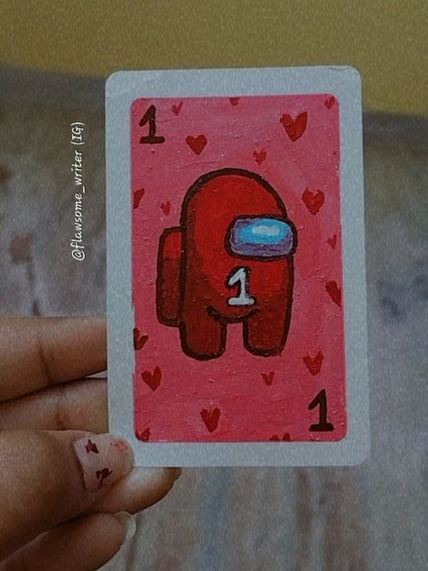 Among us painting on Uno card Art Sims 4 Cc, Diy Uno Cards, Among Us Fanart, Uno Reverse Card, Cards Painting, Reverse Card, Uno Reverse, Cute Easy Paintings, Uno Cards