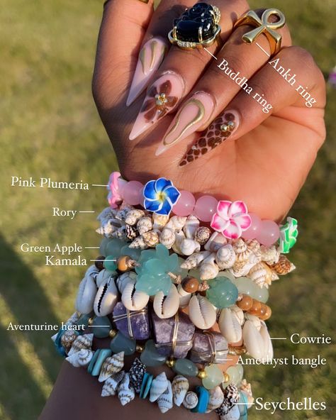 Let’s break down the stack 😍😍 Everything in this stack will be available when we restock 😋🤩 @charmedbydasiee #charmedbydasie #beadedbracelets #spiritualjewelry #crystalbracelets #summerbracelets Bracelet Stack Boho, Diy Body Jewelry, Crystal Jewelry Aesthetic, Nails Aesthetics, Aesthetic Bracelets, Body Jewelry Diy, Maximalist Jewelry, Beaded Bracelet Stack, Boho Bracelets Stack