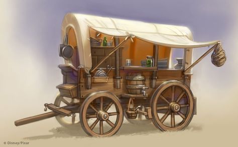 Art And Design Portfolio, Illustration Concept Art, Experimental Art, Chuck Wagon, Wilde Westen, Covered Wagon, Fantasy Props, Horse Carriage, Dungeons And Dragons Homebrew