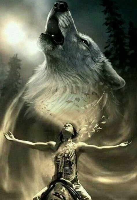 Fantasy Poster, Native American Spirituality, Tattoo Wolf, Native American Tattoo, Native American Tattoos, Native American Wolf, Native American Wisdom, Native American Paintings, Native American Images