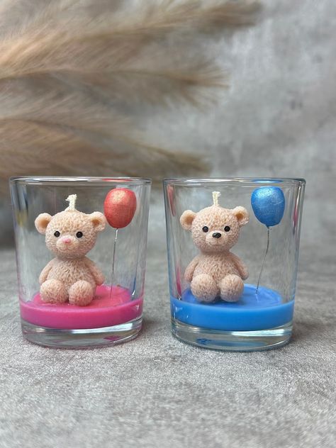 Unscented Teddy Bear and Heart or Balloon Candle Shape, Eco Wax Baby Shower Gift, Cute Birthday Present, Baptism/bachelorette - Etsy Poland Teddy Bear Candle, Handmade Candles Diy, Teddy Bear With Heart, Fluffy Teddy Bear, Diy Teddy Bear, Baby Shower Candles, Bear Candle, Candles Diy, Gift Box Design