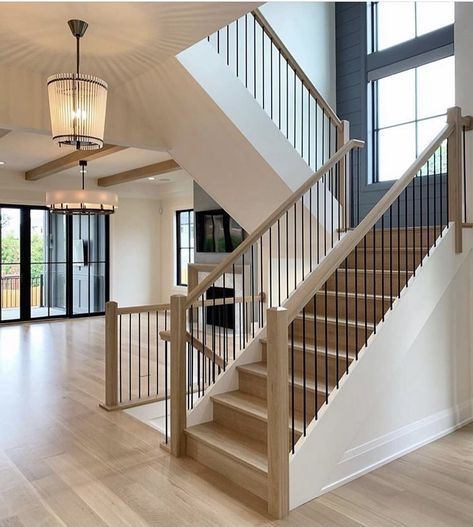 Open Stairs, House Staircase, Open Staircase, Staircase Remodel, Staircase Makeover, Staircase Ideas, Staircase Railings, Modern Stairs, Home Stairs Design