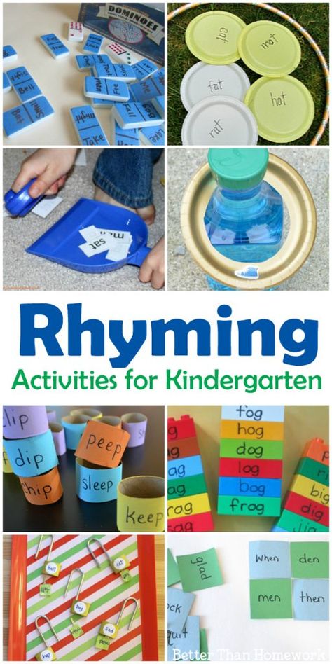 Fun Rhyming Activities for Kindergarten - Creative Family Fun Rhyming Activities Preschool, Rhyming Kindergarten, Rhyming Words Activities, Reading Kindergarten, Reading Month, English Skills, Rhyming Activities, Activities For Kindergarten, Kids Literacy