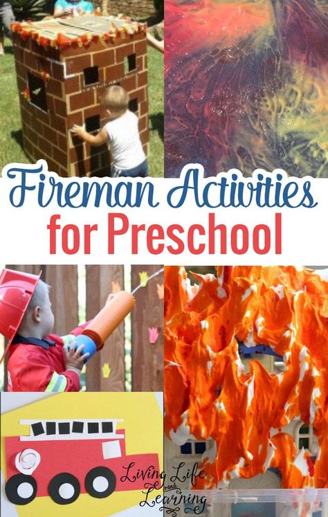 Fun Fireman activities for preschool, list of cool fireman kids activities your fire fighter will love. Fireman Activities, Fireman Preschool, Fire Fighters Preschool, Firefighter Activities, Fire Safety Preschool Crafts, Safety Preschool, Fire Safety Theme, Fire Safety Activities, Fire Safety Preschool