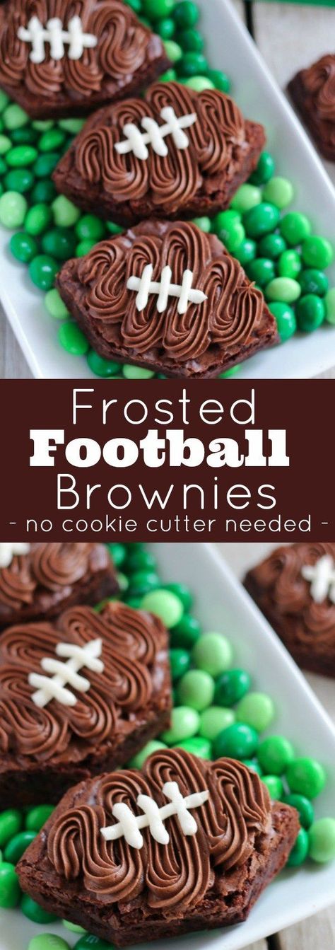 Super Bowl Dessert, Football Brownies, Bowl Desserts, Football Treats, Superbowl Desserts, Brownie Frosting, Bowl Party Food, Football Snacks, Tailgating Recipes