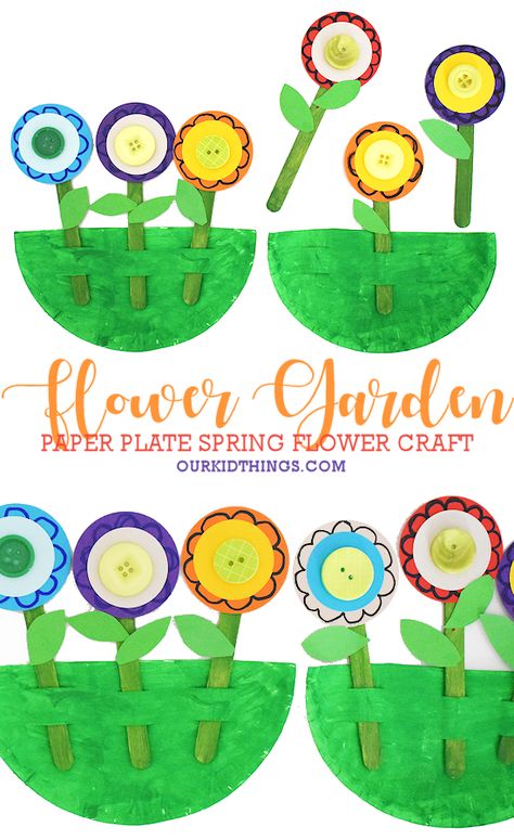 Paper Plate Flower Garden Craft #spring #springcraft #flowercraft #paperplatecraft #kids #craft #kidscraft #kidcrafts Paper Plate Spring Crafts, Flower Garden Craft, Plate Flowers Garden, Craft Spring, Spring Flower Crafts, Ideas With Paper, Classroom Diy, Kid Games, Paper Plate Crafts For Kids