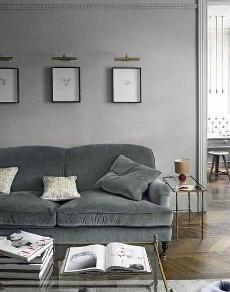 gray color room decorating Gray Sofa Living, Grey Walls Living Room, Gray Living Room Design, Grey Sofa Living Room, Living Room Trends, Trendy Living Rooms, Chic Living Room, Sofa Living, Living Room Grey