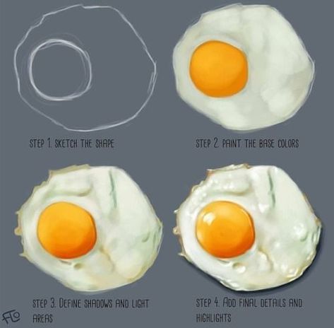 creative arts ideas arts school arts and craft beautiful arts digital art ideas illustration art digital illustration Egg Food, Digital Art Beginner, Food Painting, Drawing Tablet, Digital Painting Tutorials, Ipad Art, Food Drawing, An Egg, Drawing Tutorials