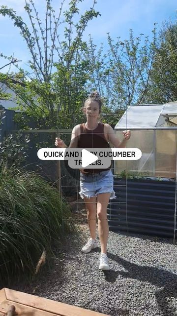 Jodie Dorsch on Instagram: "Quick and easy diy cucumber trellis. Also great for growing beans and peas. Maximise your space by growing vertical. 

Total amount for 1 panel trellis is $43 dollars. 
The wire grid was purchased from @bunningsnz I'll add a post and link in stories with which one I used. $26 dollars and each stake was $8.00 . 
.
.
.
#verticalgarden #gardentrellis #cucumbertrellis #gardensolutions #diy #diygardening #gardentipsforbeginners #gardentips #vegetablegardennz #vegetablegarden #nzgardener #gardendiy #inmygarden #inmypatch #growingfood #backyardgarden #gardenhacks #cheapgardeningideas #gardeninspiration #myprideofplace" Panel Trellis, Cucumber Trellis Diy, Pea Trellis, Growing Beans, Cucumber Trellis, Garden Ideas Cheap, Garden Solutions, Garden Trellis, Growing Food