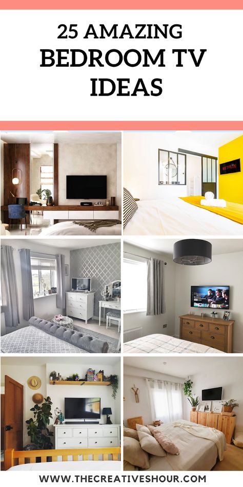 Large Bedroom Tv Wall, Mount Tv In Bedroom Ideas, What To Put Under Tv Mounted On Wall In Bedroom, Bedroom Ideas With Tv On Dresser, Tv Area Bedroom Ideas, How To Decorate Tv Wall In Bedroom, Bedroom Wall With Tv Decor, Tv For Small Bedroom, Tv Mounted Over Dresser In Bedroom