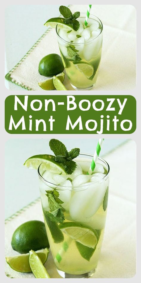 Our Non-Boozy Mint Mojito Recipe is a simple mocktail and is the perfect way to relax and enjoy the day! You will only need ice, fresh mint leaves, limes, sugar, and club soda. Yum! || cookingwithruthie.com #mocktailrecipe #mintmocktail #drinkrecipe #mintmojito #mocktail #beverages #nonboozy #freshmint Elixer Recipes, Mint Mojito Recipe, Simple Mocktail, Mint Drink, Lasagna Soup Recipe, Mint Mojito, Haitian Food Recipes, Mojito Recipe, Enjoy The Day