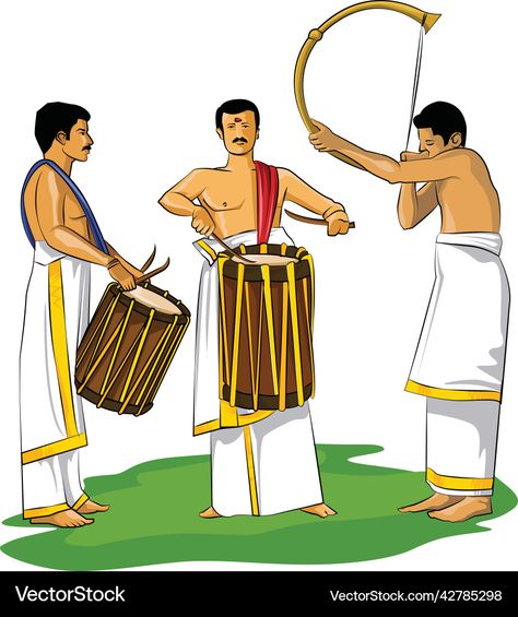 Chenda Melam Art, Onam Theme, Chenda Melam, Creative Jewelry Storage, Walk Ideas, Bharatanatyam Dancer, Walk Idea, Ramp Walk, Bengali Art