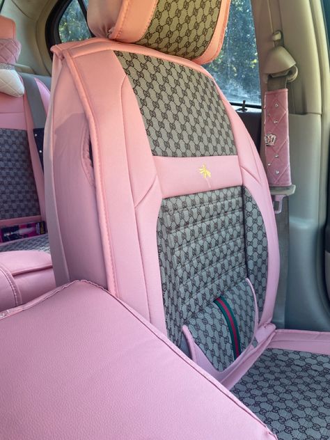 Car Interior Seats, Pink Seat Covers For The Car, Pink Leather Seats Car, Light Pink Car Seat Covers, Hot Pink Car Seat Covers, Pink Seat Covers, Pink Car Interior, Brown Car, Black Charger