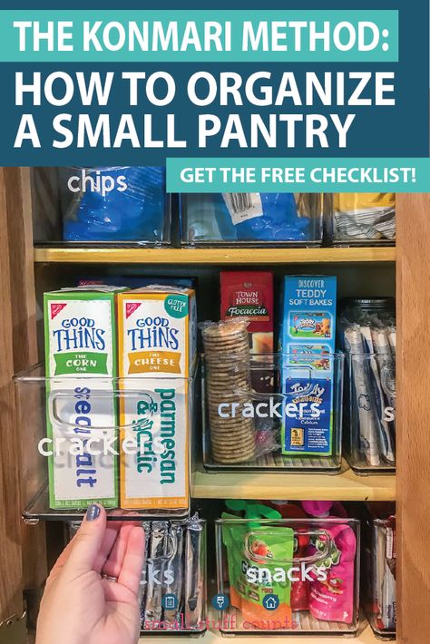 Organizing A Small Pantry, Small Pantry Cabinet, Tips For Decluttering, Diy Pantry Organization, Decluttering And Organizing, Small Pantry Organization, Pantry Bin, Clear Bins, Diy Pantry