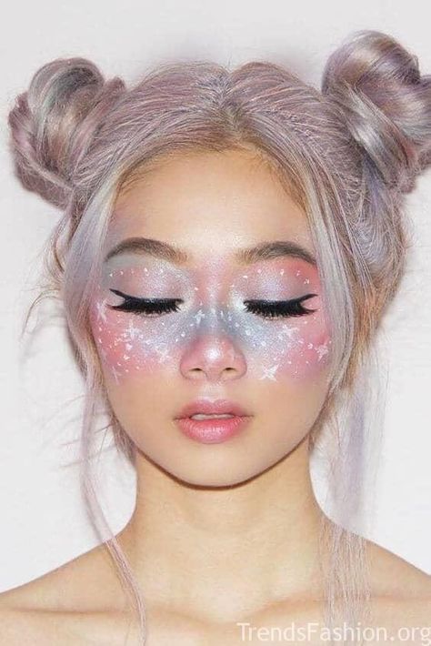 leesh ✨ on Twitter: "FINE LINE ALBUM AS MAKEUP LOOKS: a thread by me 💖💙 (makeup by @HiatusThey & @CallMeAskey) https://t.co/fqYSP3LKJ0" / Twitter Fairy Fantasy Makeup, Unicorn Makeup Halloween, Fairy Make-up, Halloween Makeup For Kids, Make Up Diy, Fantasy Make-up, Halloweenský Makeup, Makeup Cantik, Halloween Make-up Looks