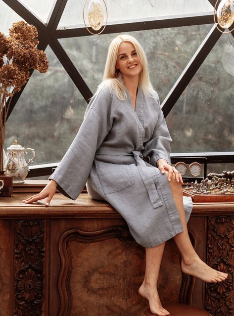 Discover the epitome of comfort and style with our linen robe Collection. Indulge in the luxury of our waffle linen robe, a perfect blend of elegance and relaxation.  🎁 READY AS A GIFT! THE LINEN KIMONO ROBE IS PACKED IN A BEAUTIFUL GIFT BOX. UNISEX DESIGN - SUITABLE FOR BOTH MEN AND WOMEN. 🌿 Key Features: *Waffle weave robe texture for a subtle yet stylish look. *Versatile linen bathrobe suitable for any occasion. *Elevate your loungewear game with our organic dressing gown women. *Lightweigh Linen Dressing Gown, Linen Bathrobe, Linen Kimono, Linen Robe, Dressing Gowns, Linen Loungewear, Waffle Weave, Dressing Gown, Costume Design