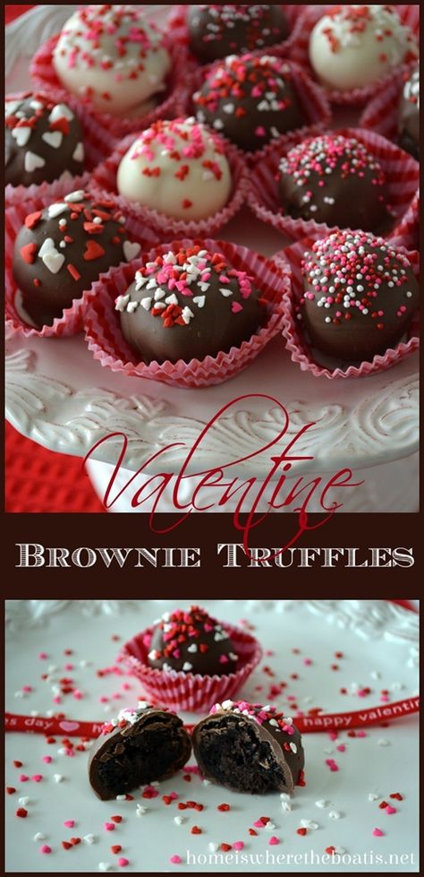 Brownie Truffles, Valentines Baking, Valentine's Day Celebration, Dark Chocolate Fudge, Chocolate Fudge Brownies, Easy Treat, Valentine Desserts, Valentines Day Desserts, Valentines Day Food