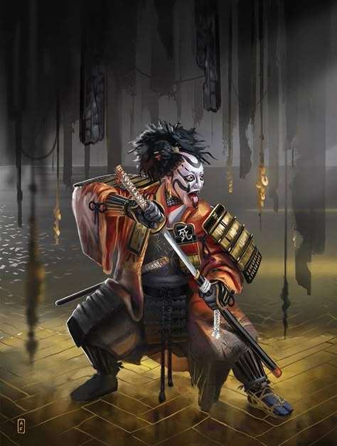 Kabuki Theatre - Character Design Challenge by... - The Art Showcase Kabuki Warrior, Japanese Character Design, Kabuki Theatre, Samurai Concept, The Art Showcase, Legend Of The Five Rings, Character Design Challenge, Five Rings, Cool Character Art