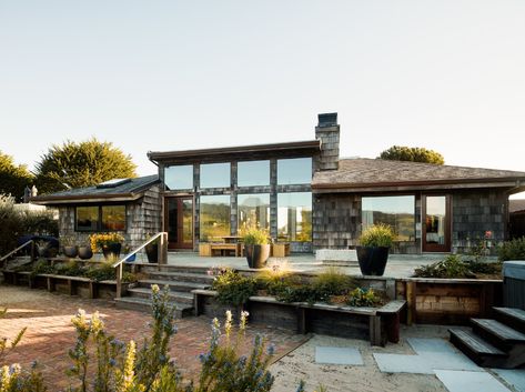 Exterior Shingles, 70s House Renovation, 70s Beach House, California Beach Cottage, West Coast Contemporary, Shingles Roof, 70s Beach, California Houses, Dune House