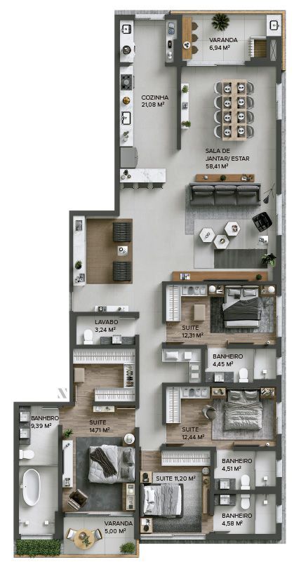 Modern Apartment Building Architecture, House 200m2 Design, 200 M2 House Plan 2 Floors, 200m2 House Design, 200 M2 House Plan, 200m2 House Floor Plans, Modern House Layout, House Ideas Kitchen, Loft House Design