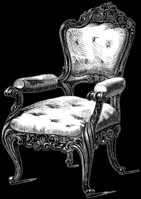 Tons of free Yummy  ViNTaGE Furniture Printables   to use for all of your crafty projects!   FAB!! Fancy Chair, Drawing Furniture, Chair Drawing, Vintage Foto's, Furniture Sketch, Furniture Design Sketches, Graphics Fairy, Images Vintage, Clip Art Vintage