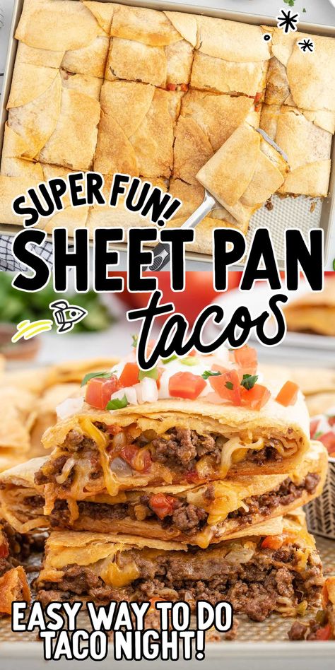 Sheet Pan Tacos, Pan Tacos, Taco Dinner, Sheet Pan Dinners Recipes, Sheet Pan Dinners, Sheet Pan Recipes, Taco Tuesday, Mexican Dishes, Ground Beef Recipes