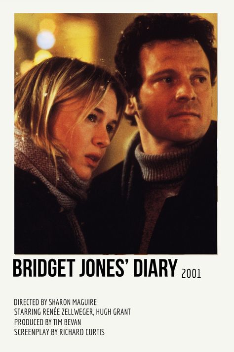 Bridget Jones Movie Poster, Bridget Jones Diary Poster, Bridget Jones Movies, Richard Curtis, Richard Jones, Bridget Jones Diary, Hugh Grant, Renee Zellweger, Bridget Jones