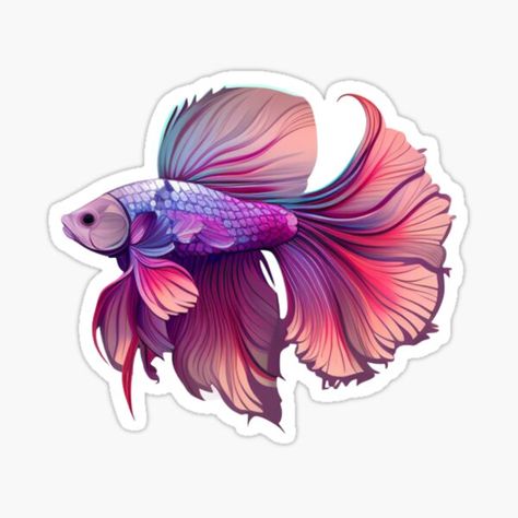 Betta Fish Sticker Betta Fish Stickers, Betta Fish Art Drawing, Betta Fish Illustration, Beta Fish Drawing, Betta Fish Painting, Betta Fish Drawing, Betta Fish Art, Fish Outline, Fish Stickers