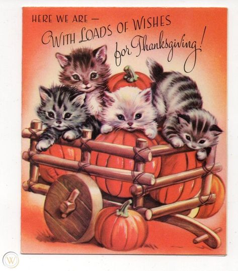 Vintage Thanksgiving Greeting Cards, Vintage Thanksgiving Greetings, Vintage Thanksgiving Cards, Pumpkin Cart, Fall Greeting Cards, Retro Thanksgiving, Thanksgiving Time, Thanksgiving Greeting, Thanksgiving Pictures