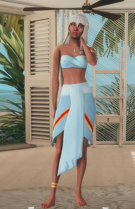 Sims 4 Kida Atlantis, Sims 4 Moana Cc, Ts4 Medieval, Milo And Kida, Pocahontas Dress, Kida Atlantis, Princess Kida, Greece Mythology, Disney Challenge