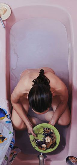 Lee Price, Foto Transfer, In The Bathtub, Blueberry Pancakes, Realistic Paintings, Oil Painters, Hyperrealism, Realistic Art, Bathroom Art