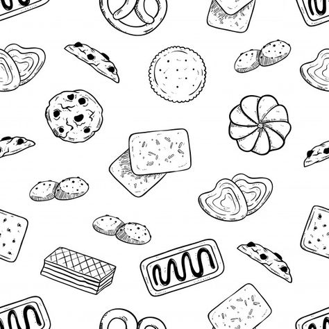 Seamless pattern of tasty biscuits with ... | Premium Vector #Freepik #vector #pattern #food #design #hand Motif Vector, Chocolate Drawing, Bakery Icon, Cookie Vector, Interactive Web Design, Bakery Shop Design, Yummy Biscuits, Food Icon, Sweet Cupcakes