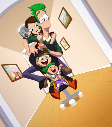 Fletcher Family Fun -Speedpaint- by kiki-kit on @DeviantArt Aurora Spudsters, Ferb And Vanessa, Phineas And Ferb Memes, Phineas And Isabella, Phineas E Ferb, David Archuleta, Phineas Y Ferb, Disney Xd, Phineas And Ferb