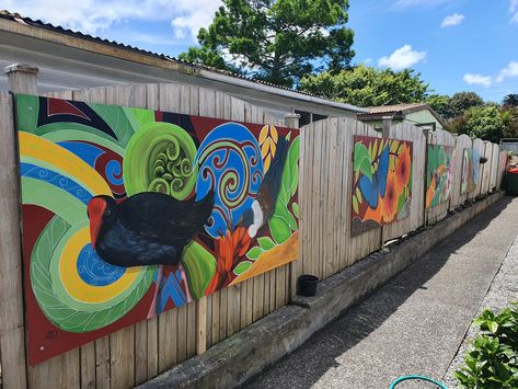 Lucia painted a new and spectacular view outside an aged care home and hospital in Auckland. Instead a bleak wooden fence, residents now have a gorgeous array of flowers and butterflies to admire 🦋🌺 Commission art by Lucia, #AucklandArtist, through #BookAnArtist. Wooden Fence Art Paint, Fence Art, Aged Care, Care Home, Flowers And Butterflies, Wooden Fence, Commission Art, Community Art, Art Paint