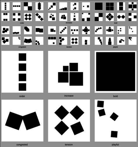 WEEK 1. For homework in Week 1 we had to create different designs representing different words using balk squares. We had to use Illustrator to complete our designs. I was able to complete the task quite easily however had to do a bit of research in creating a design depicting tension. Tension Graphic Design, Square Composition Art, Square Composition Design, Square Art Design, Principles Of Design Contrast, Graphic Design Activities, Composition Examples, Geometric Collage, Digital Media Design