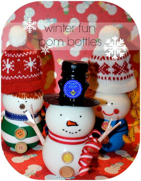 hoopla palooza: winter fun pom bottles Pom Juice, Yule Crafts, Terra Cotta Clay, Christmas To Do List, Family Friendly Recipes, I Heart Naptime, Christmas Craft Ideas, Juice Bottle, Christmas Pots