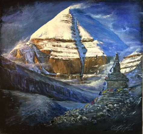 Kailash Mountain Painting, Himalayas Painting, Kailash Mountain, Kailash Mansarovar, Mount Kailash, Mountains Painting, Wallpaper Photo Gallery, National Parks Photography, Lord Shiva Hd Wallpaper