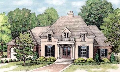 HousePlans.com 406-144 French Country Exterior, French Country House Plans, European House Plans, European House Plan, Southern House Plans, European House, French Cottage, French Country Cottage, Country House Plans